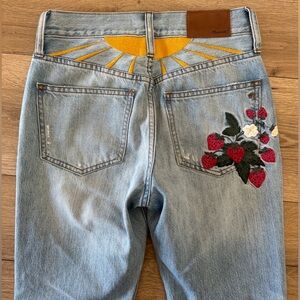Madewell the perfect summer jean strawberry and sun embroidered